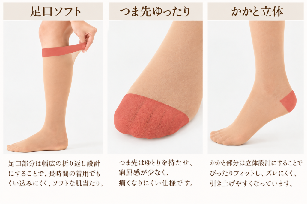やさしいフィット感で快適着用